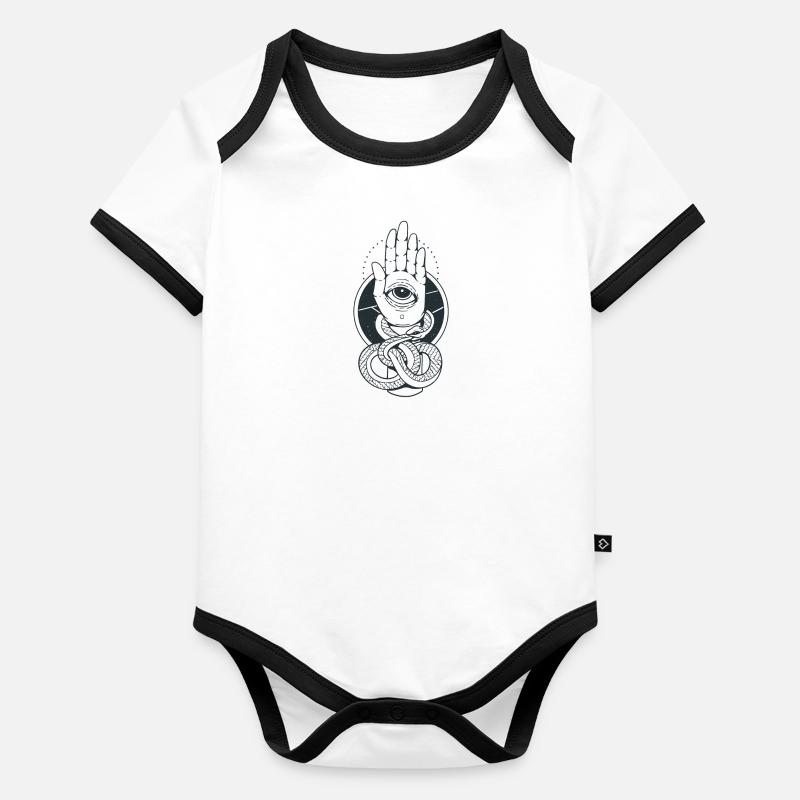 Main de Fatima Hamsa Chamsa Khamsa icône arabe Body Bébé bio contrasté manches courtes