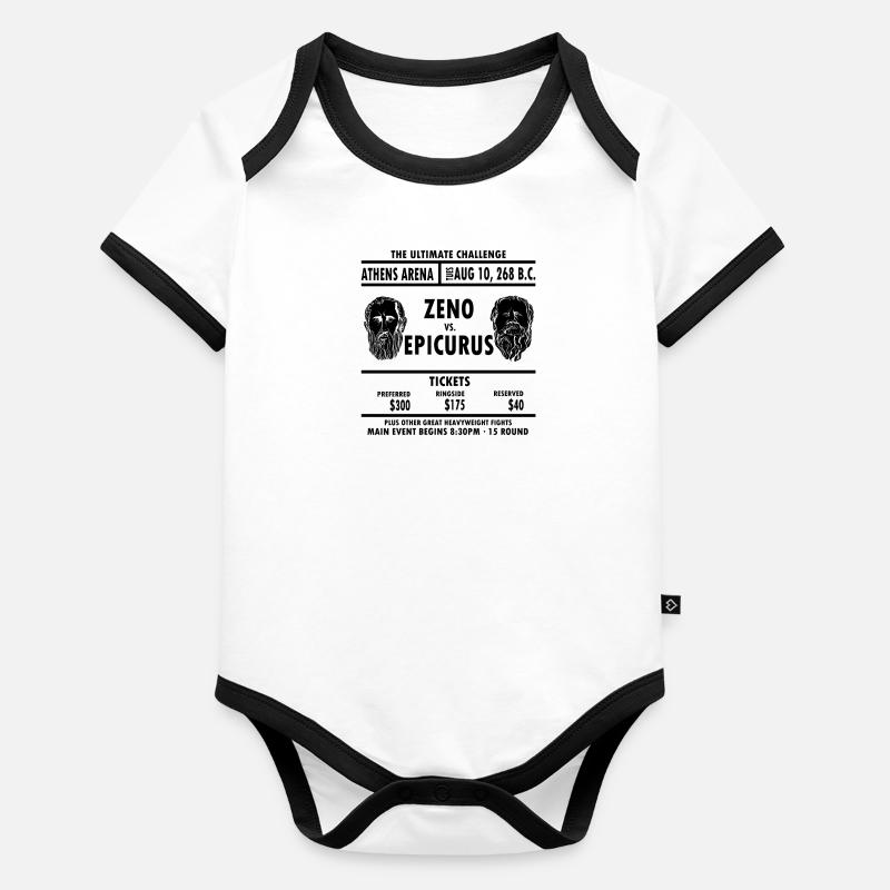 Zeno Vs. Match de boxe de philosophes de philosophie d'Épicure Body Bébé bio contrasté manches courtes