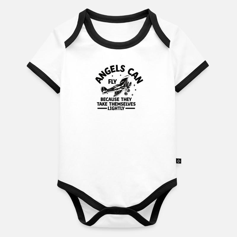 Pilot Flugzeug fliegen Flugsport Geschenkidee Baby Bio-Kurzarm-Kontrastbody