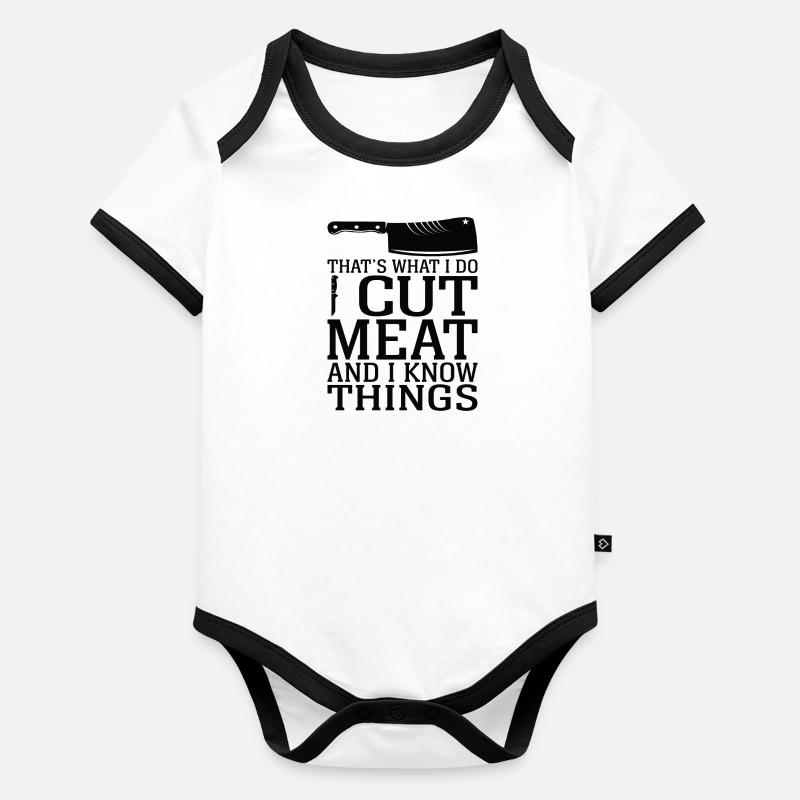 Fleischer Metzger Beruf Lustiger Spruch Geschenk Baby Bio-Kurzarm-Kontrastbody
