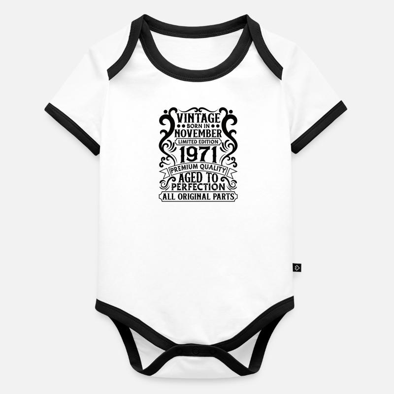 1971 November Geburtstag Legende Baby Bio-Kurzarm-Kontrastbody