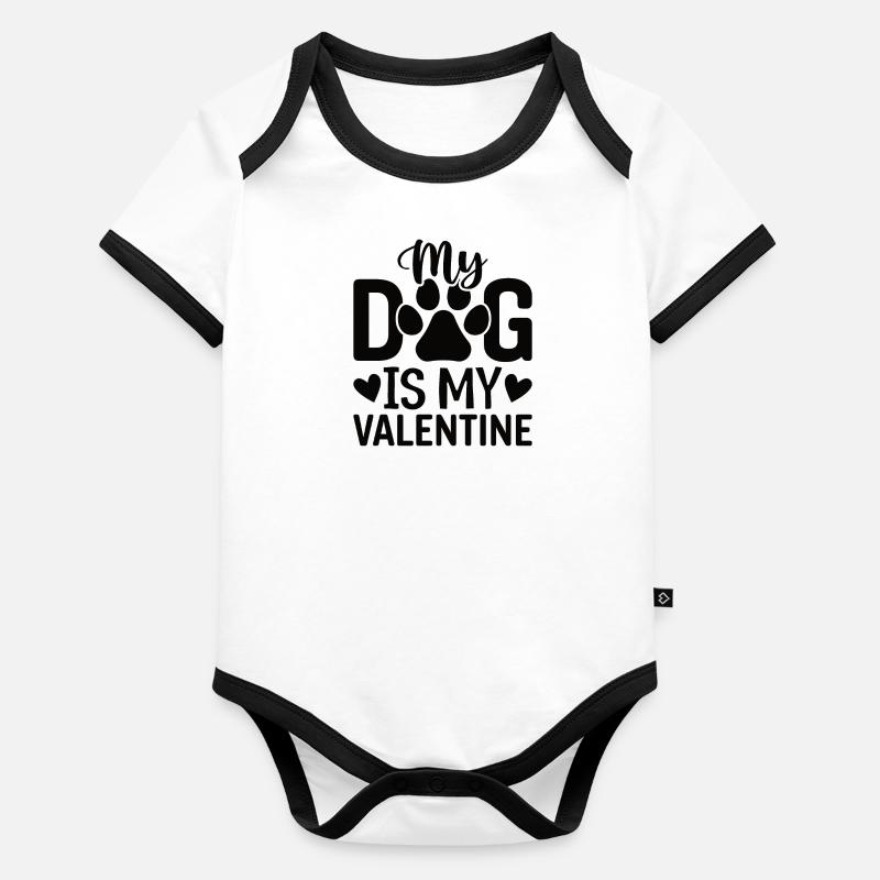 Chiens de la Saint-Valentin Body Bébé bio contrasté manches courtes