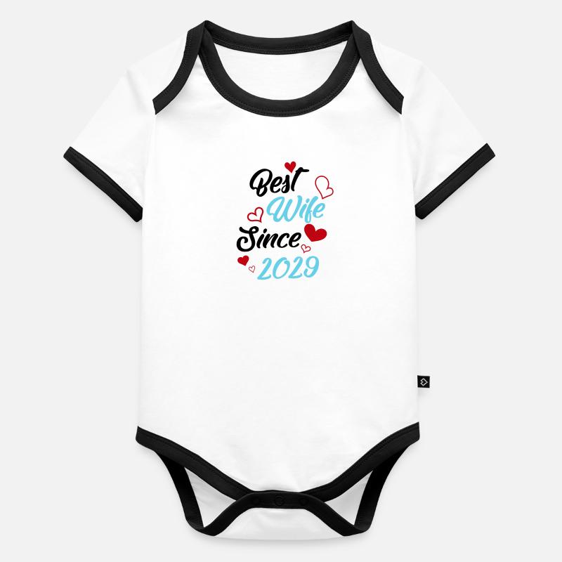 Jubiläum Trauerbeste Ehefrau seit 2029 Hochzeit Baby Bio-Kurzarm-Kontrastbody