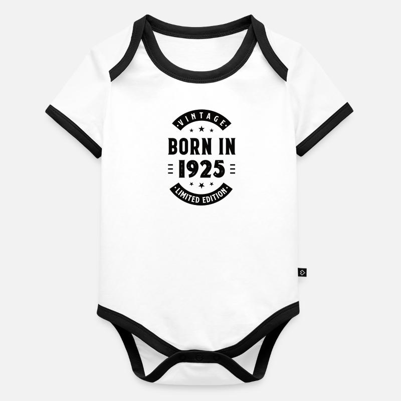 Légendes nées en 1925 Anniversaire Body Bébé bio contrasté manches courtes
