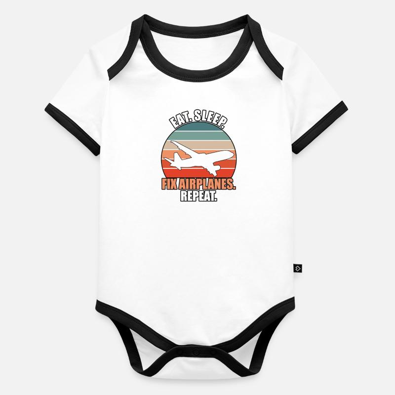 Fix Airplanes Baby Bio-Kurzarm-Kontrastbody
