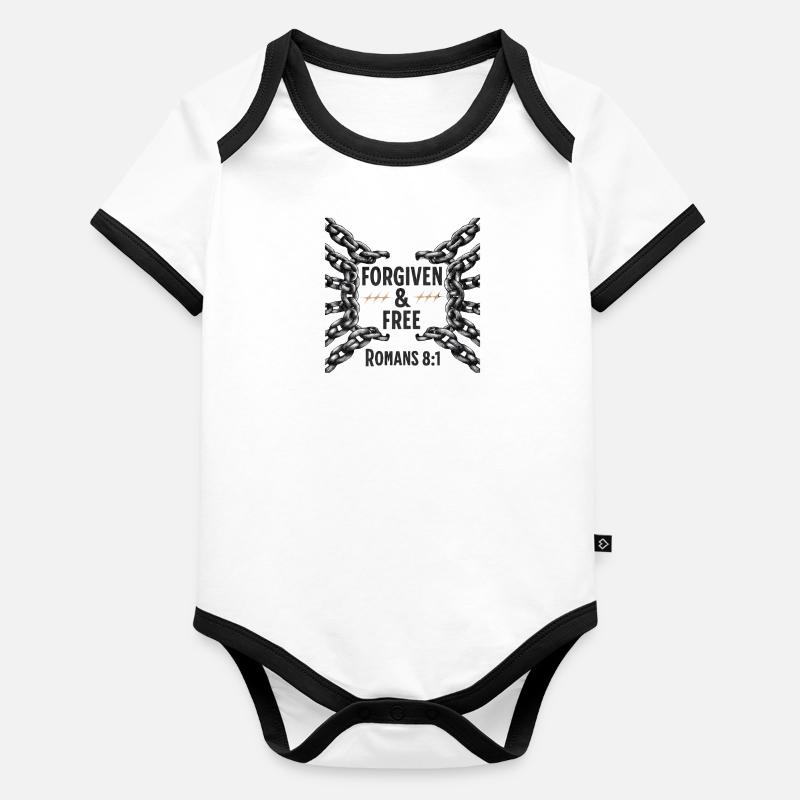 Forgiven and Free Romans 8:1 Broken Chains Organic Baby Contrasting Bodysuit