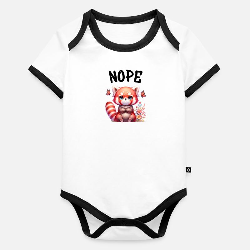 Red Panda Funny Saying Nope Fire Fox Organic Baby Contrasting Bodysuit
