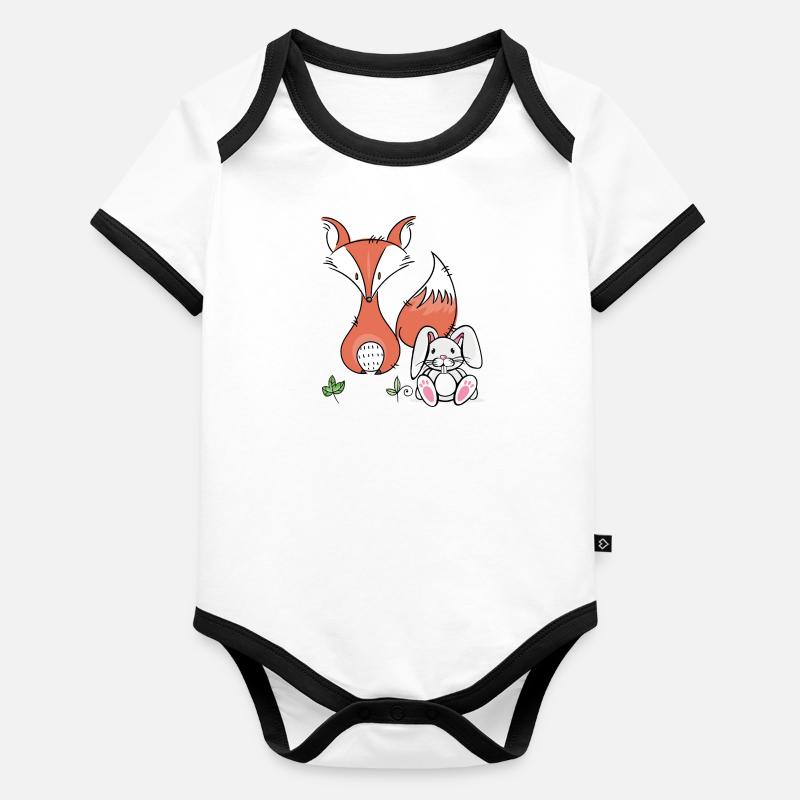Fuchs und Hase Baby Bio-Kurzarm-Kontrastbody