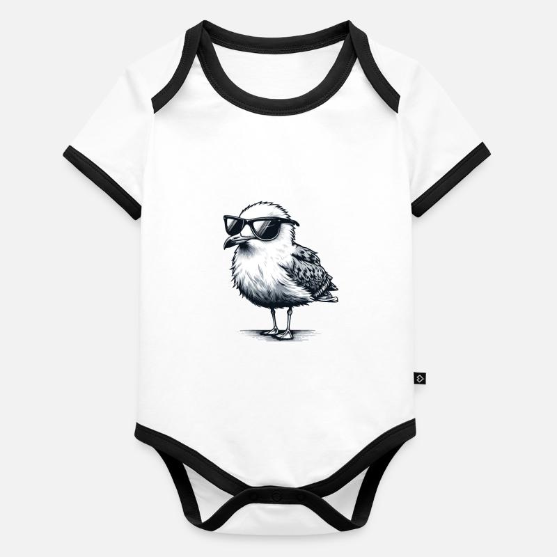 Watt va à Coole Möwe Nordsee Spruch Body Bébé bio contrasté manches courtes