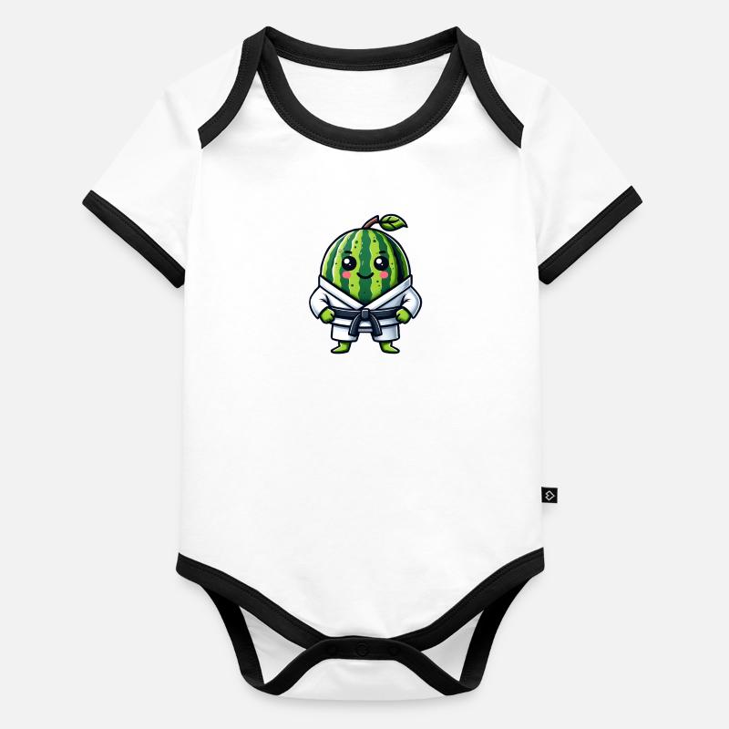 Karate Wassermelone Meister in Gi Baby Bio-Kurzarm-Kontrastbody