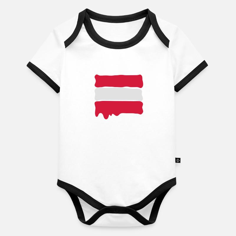 Runny paint flag Austria Baby Bio-Kurzarm-Kontrastbody