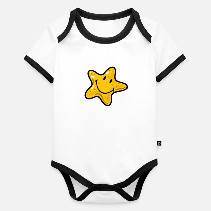 Smiley Star Fish Body Bébé bio contrasté manches courtes