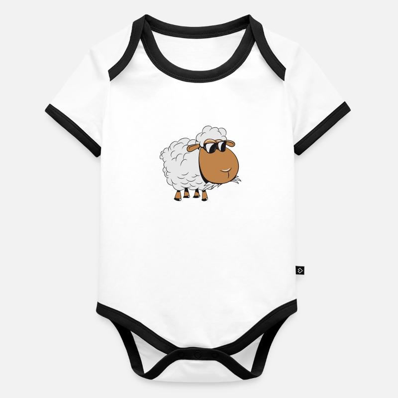 Sheep sunglasses grazing eat silly grass herd s Organic Baby Contrasting Bodysuit