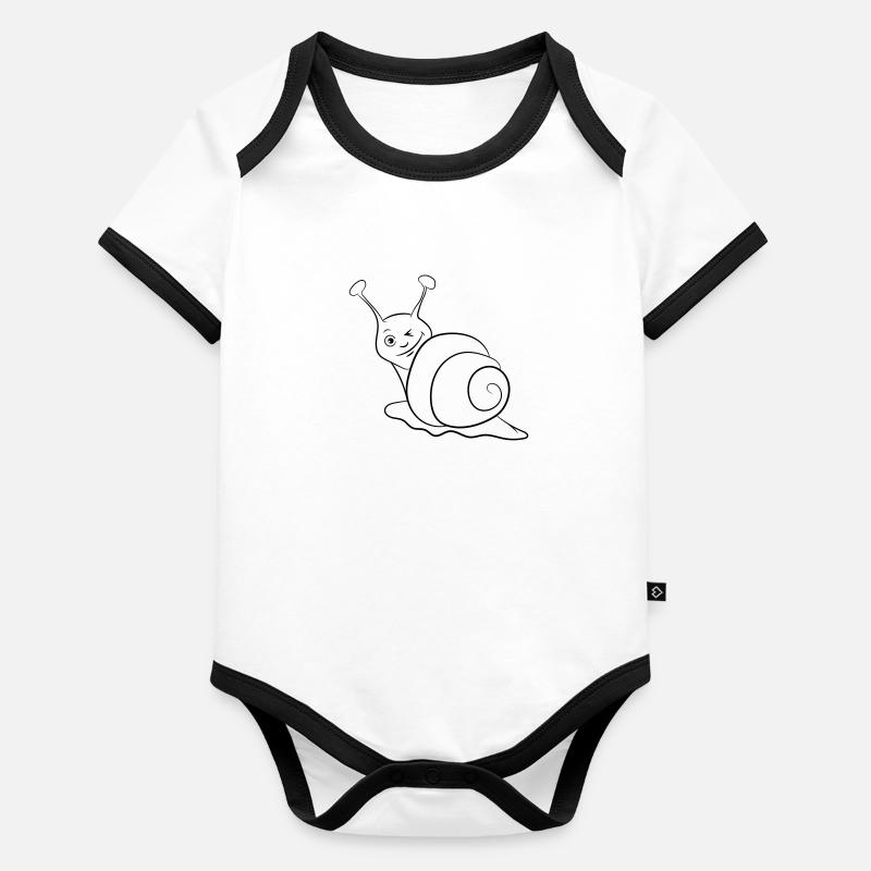 Escargot drôle clin d’oeil Body Bébé bio contrasté manches courtes