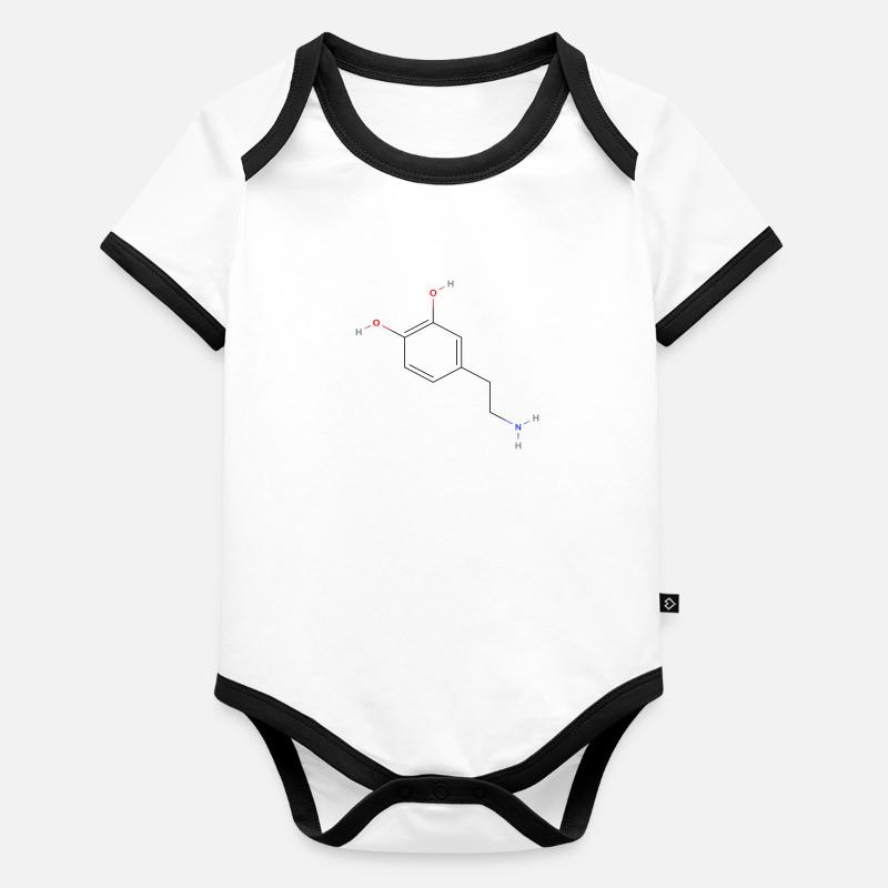 Molécule de dopamine - Formule structurelle colorée Body Bébé bio contrasté manches courtes