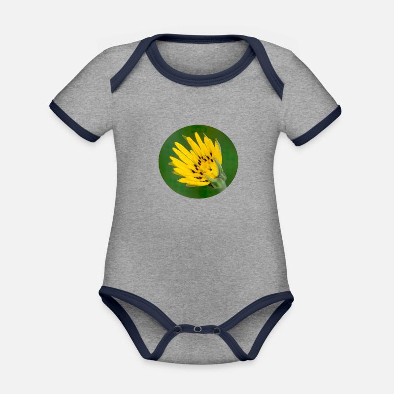 Flower - Organic Baby Contrasting Bodysuit - heather grey/navy