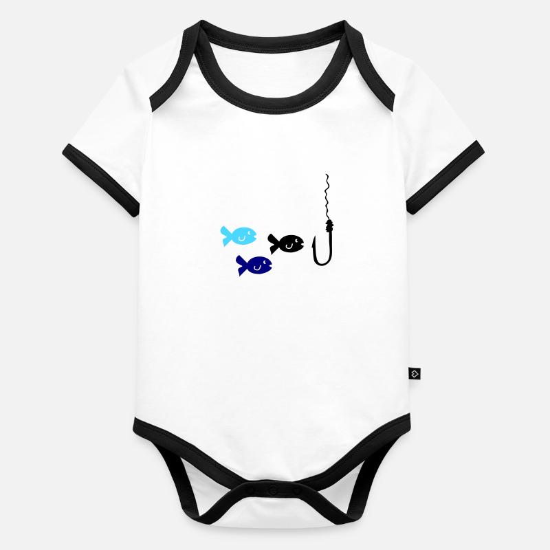 Pêche au poisson Body Bébé bio contrasté manches courtes