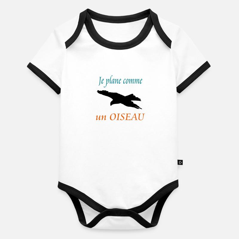 Je plane comme un OISEAU Body Bébé bio contrasté manches courtes