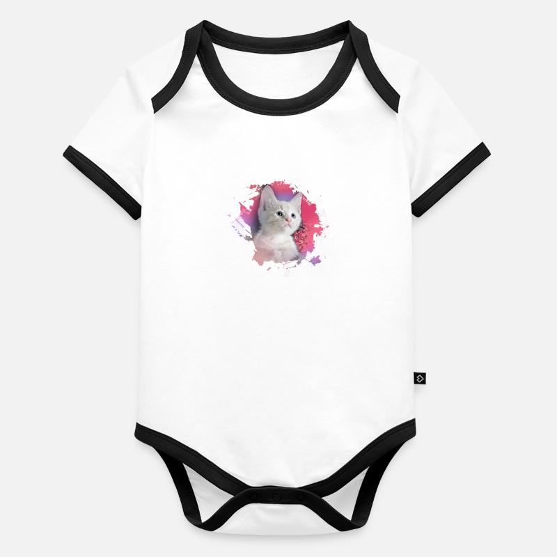 kitten,cat,kitten,graffiti,painting,pink Organic Baby Contrasting Bodysuit