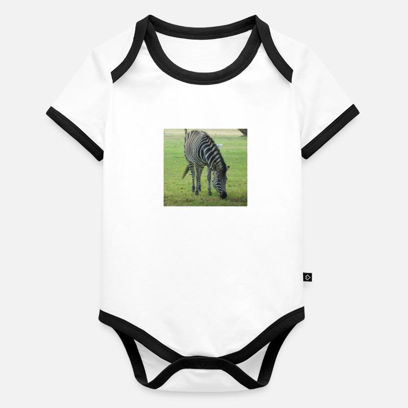 Close up of Zebra Organic Baby Contrasting Bodysuit