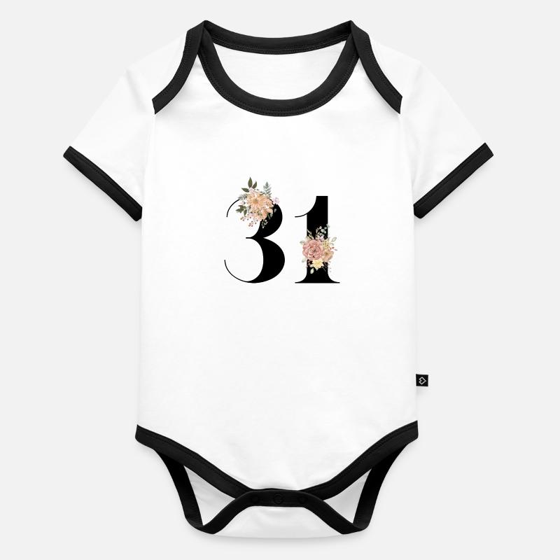 31e anniversaire fleuris (Cadeau de 31 ans) Body Bébé bio contrasté manches courtes