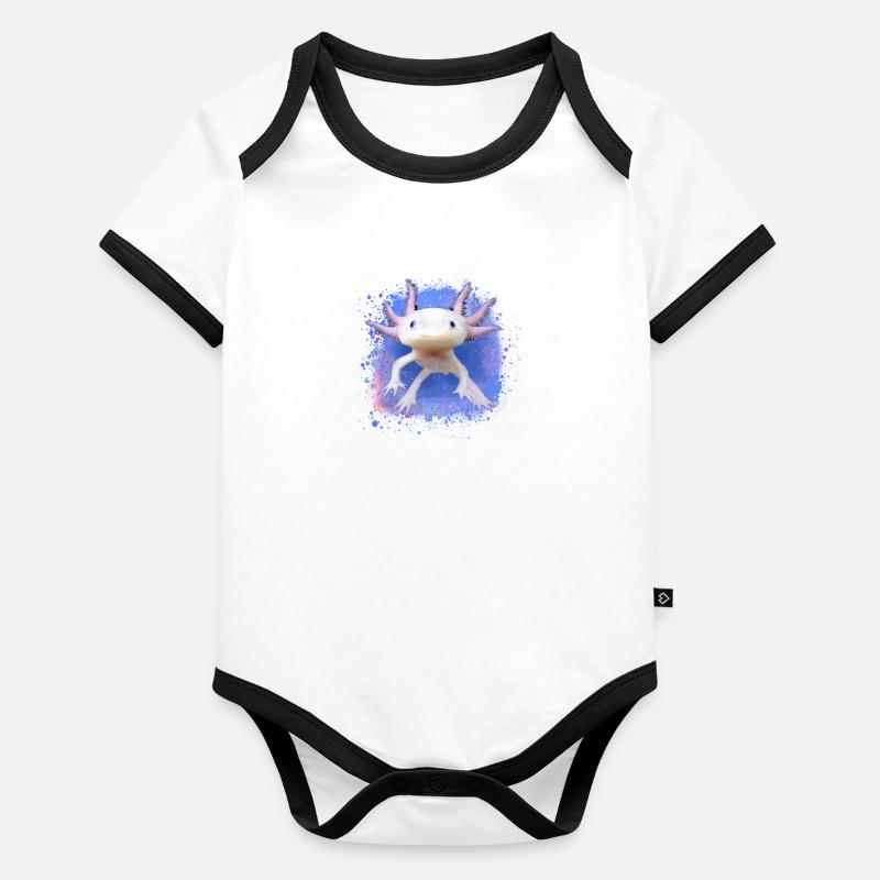 Axolotl, animal, poisson, eau, coloré, graffiti Body Bébé bio contrasté manches courtes