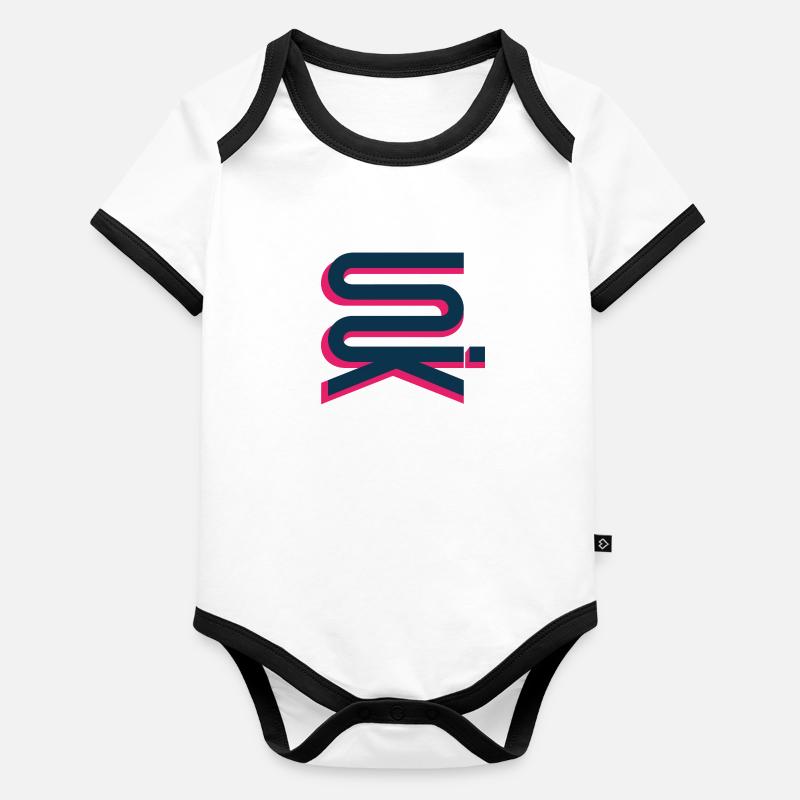 UNIK hoch vertikal blaurosa Baby Bio-Kurzarm-Kontrastbody