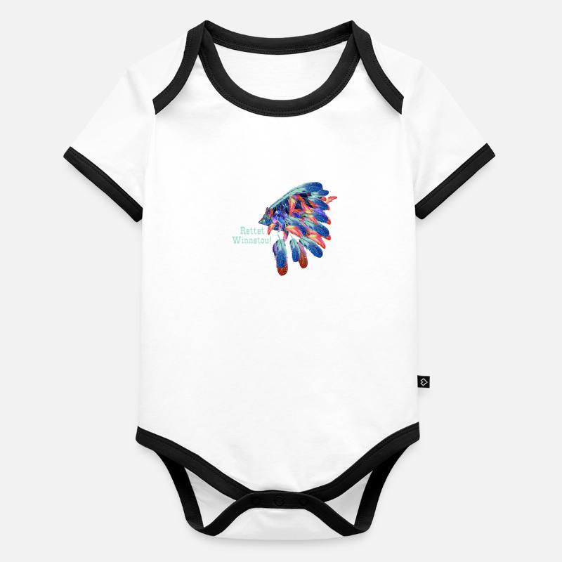 Sauver Winnetou,Winnetou,Indien,Chef Body Bébé bio contrasté manches courtes