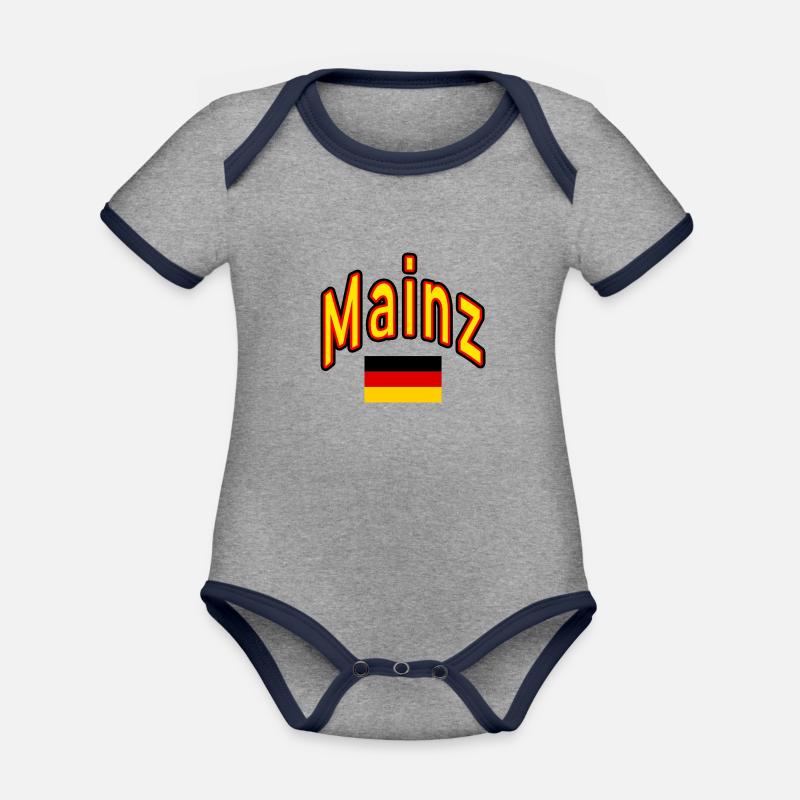 Mayence drapeau de l’Allemagne - Body Bébé bio contrasté manches courtes - gris chiné/bleu marine
