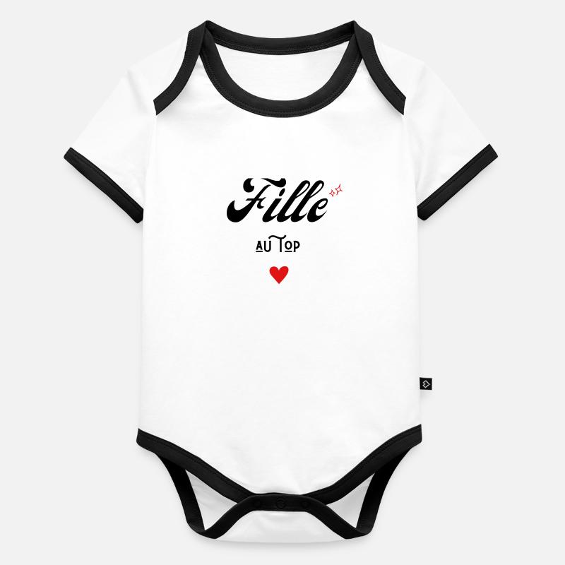 fille au top idée cadeau Body Bébé bio contrasté manches courtes