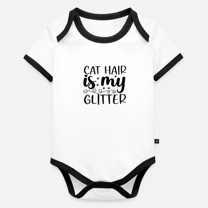 Les poils de chat sont mes paillettes Body Bébé bio contrasté manches courtes