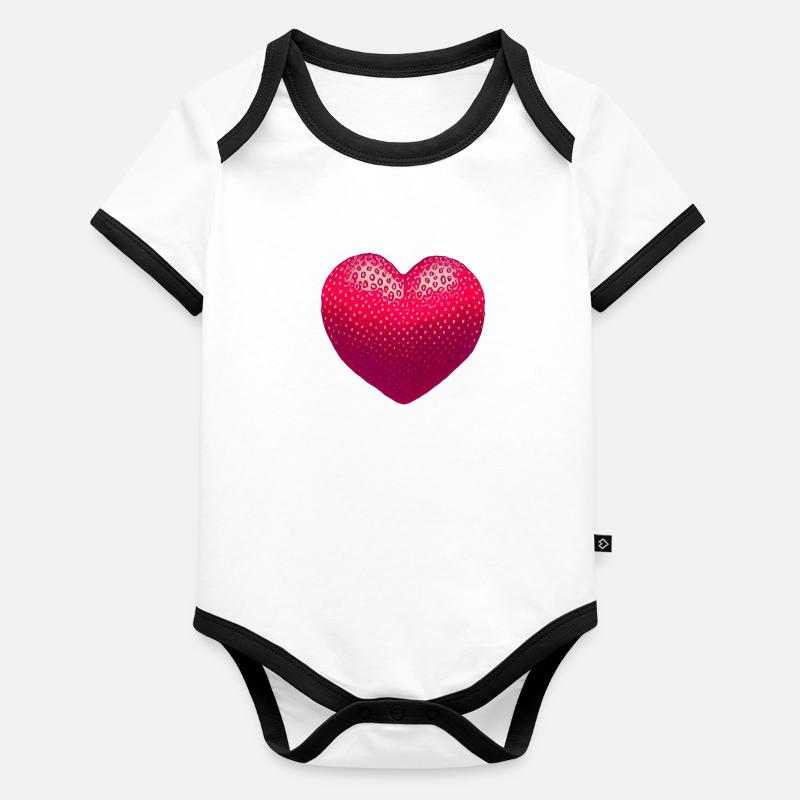 Erdbeerherz Baby Bio-Kurzarm-Kontrastbody