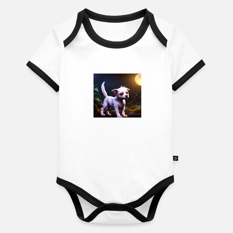 cute dog Organic Baby Contrasting Bodysuit