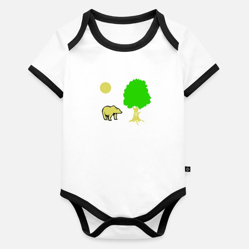bär baum Baby Bio-Kurzarm-Kontrastbody