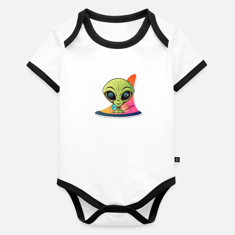 Alien devant l’univers Body Bébé bio contrasté manches courtes