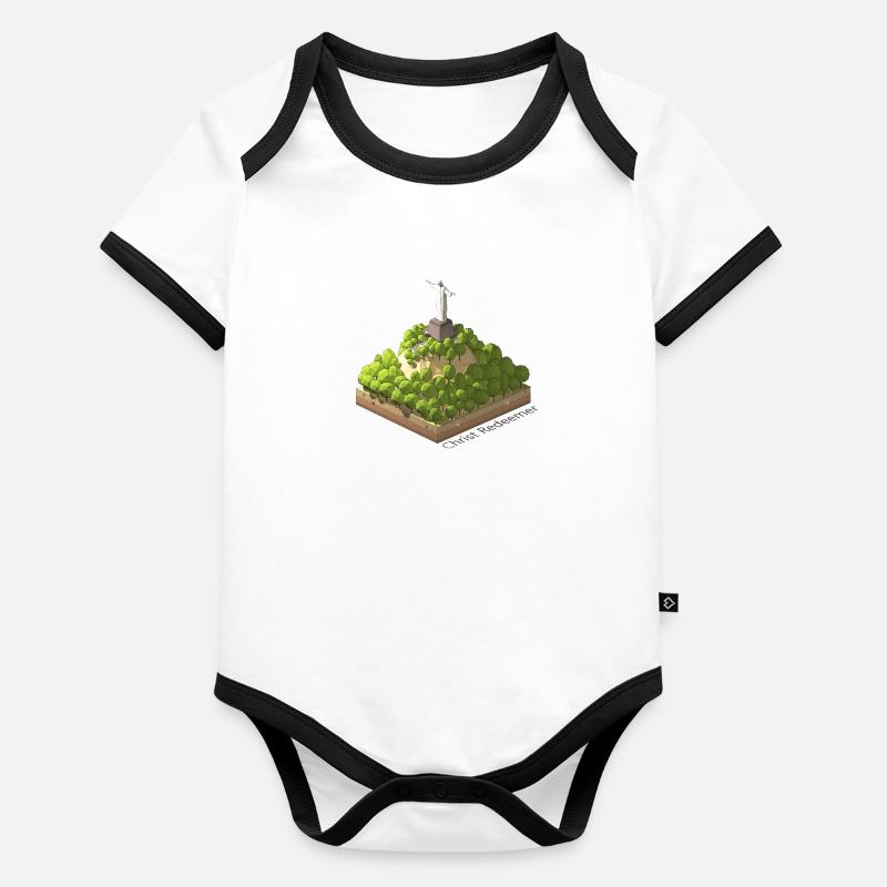 Géométrique low poly Christ Rédempteur Body Bébé bio contrasté manches courtes