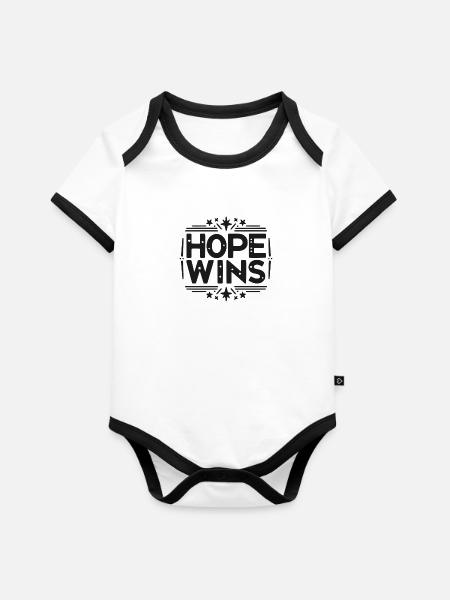 Hope Wins - Organic Baby Contrasting Bodysuit -  - Front