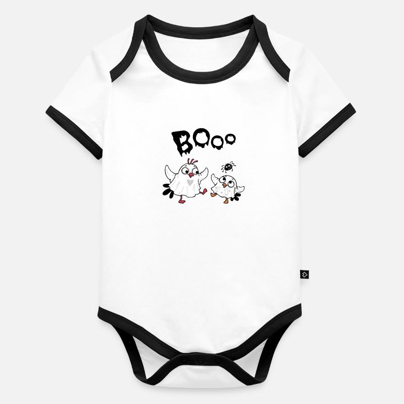 Fête fantôme 2 Body Bébé bio contrasté manches courtes