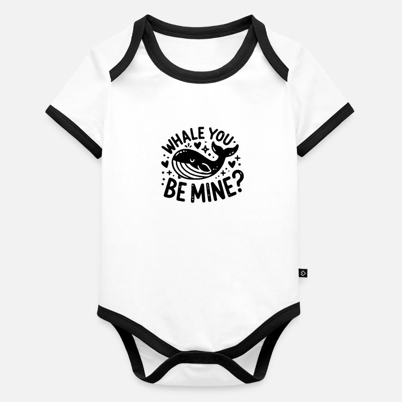 Baleine, tu es à moi ? Body Bébé bio contrasté manches courtes