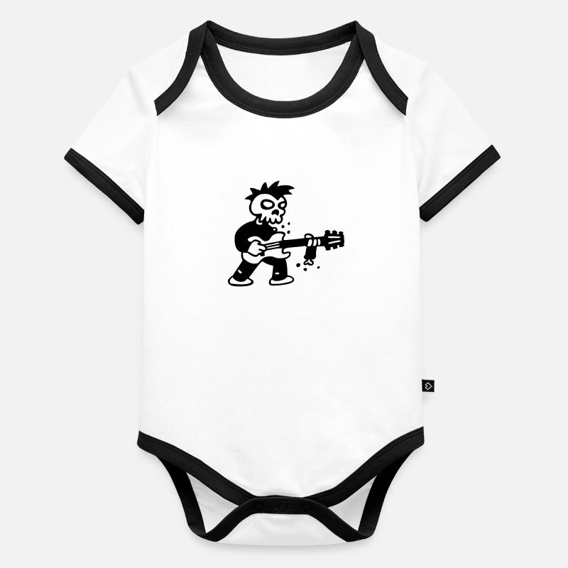 Fun Guitar Hero Zombi Body Bébé bio contrasté manches courtes