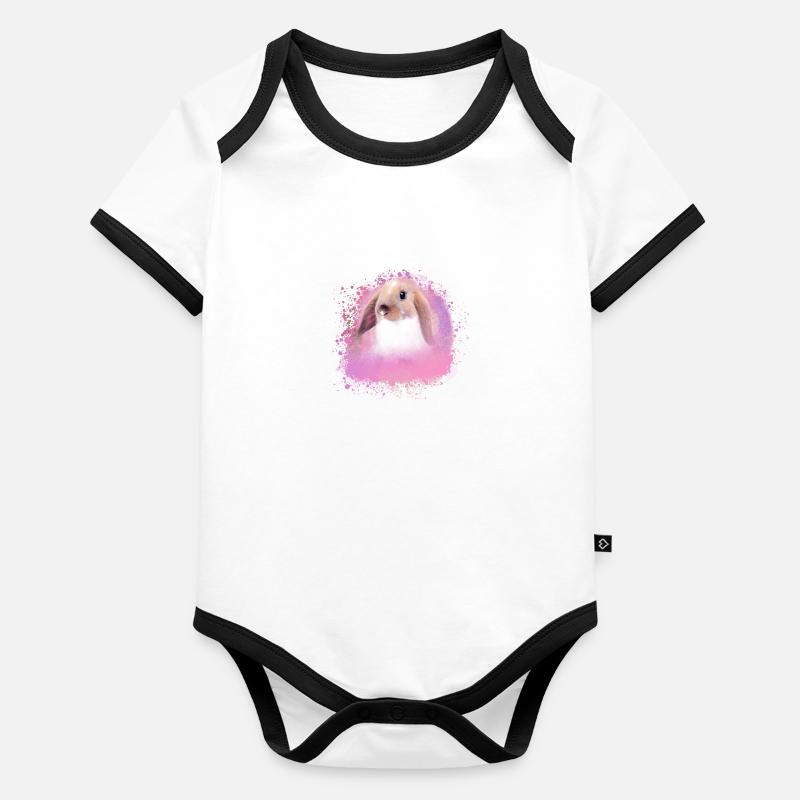 rabbit, rabbit, pink, graffiti, painting, Organic Baby Contrasting Bodysuit