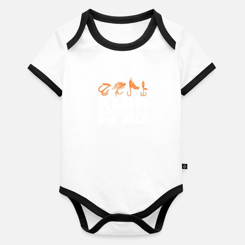 Angler Anglerin lustiger Spruch Baby Bio-Kurzarm-Kontrastbody