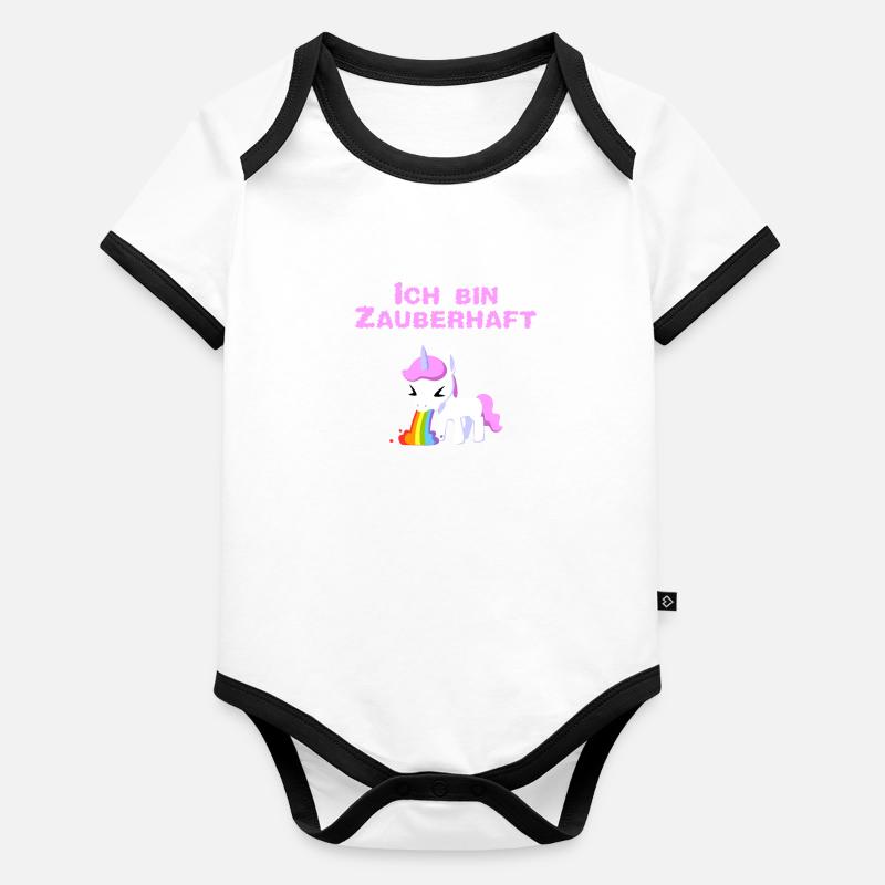 Kotzendes Einhorn Kotze Unicorn kotzen Baby Bio-Kurzarm-Kontrastbody