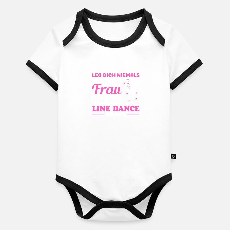 Line Dance Leg dich niemals mit einer Line Dancer Baby Bio-Kurzarm-Kontrastbody