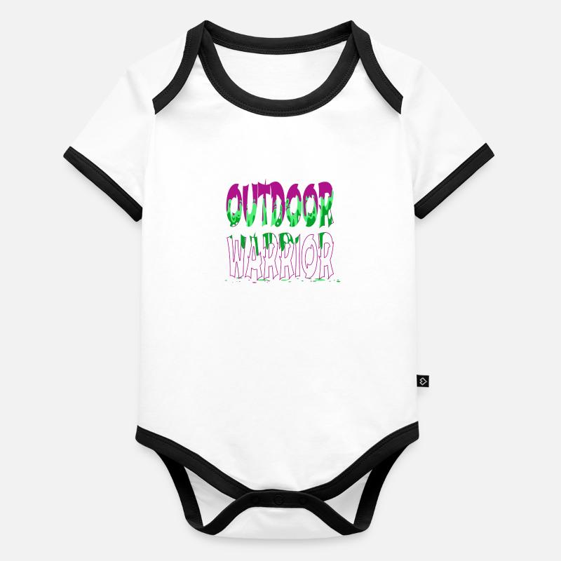 happy camping men humor mountains awesome Organic Baby Contrasting Bodysuit