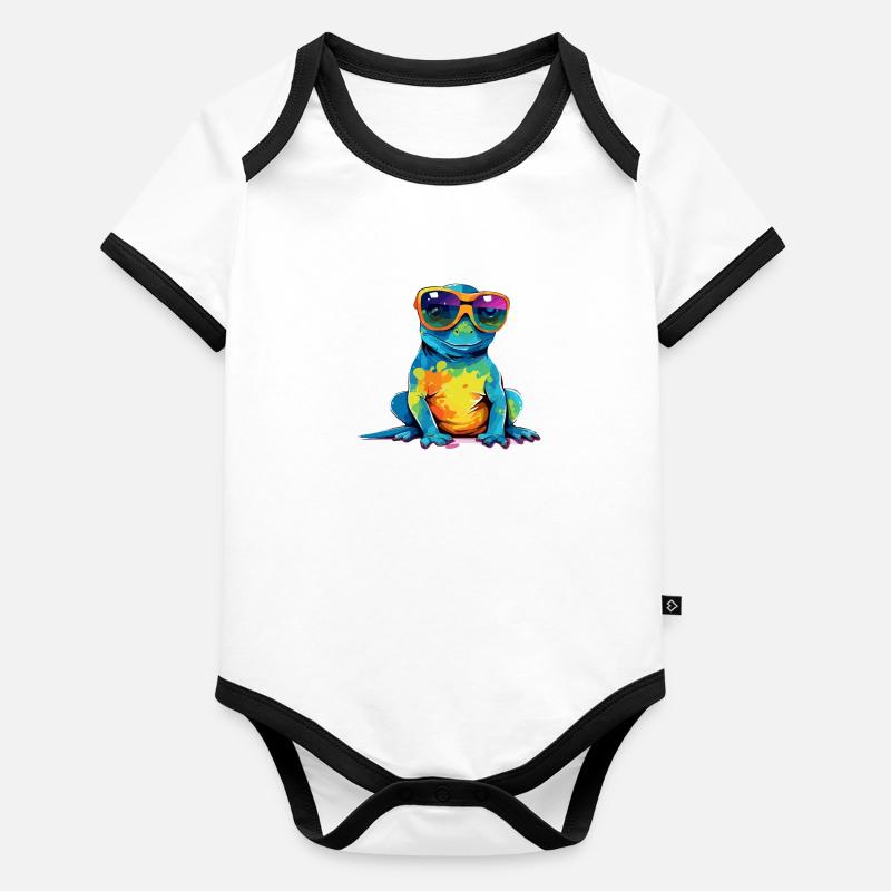 Lila the spectacled salamander Organic Baby Contrasting Bodysuit