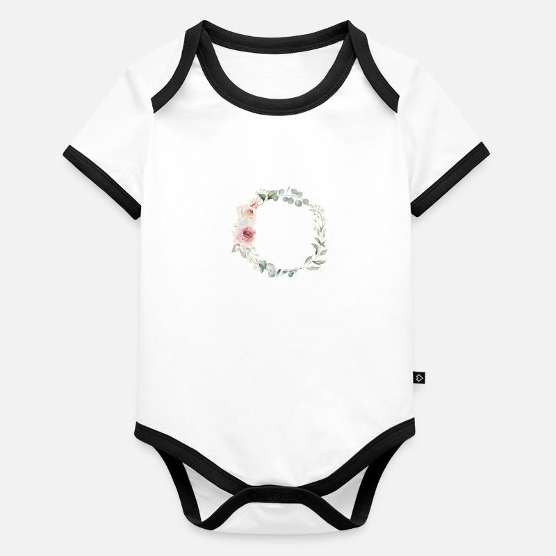 Eucalyptus, Pastel, Fleurs, Couronne Boho Body Bébé bio contrasté manches courtes