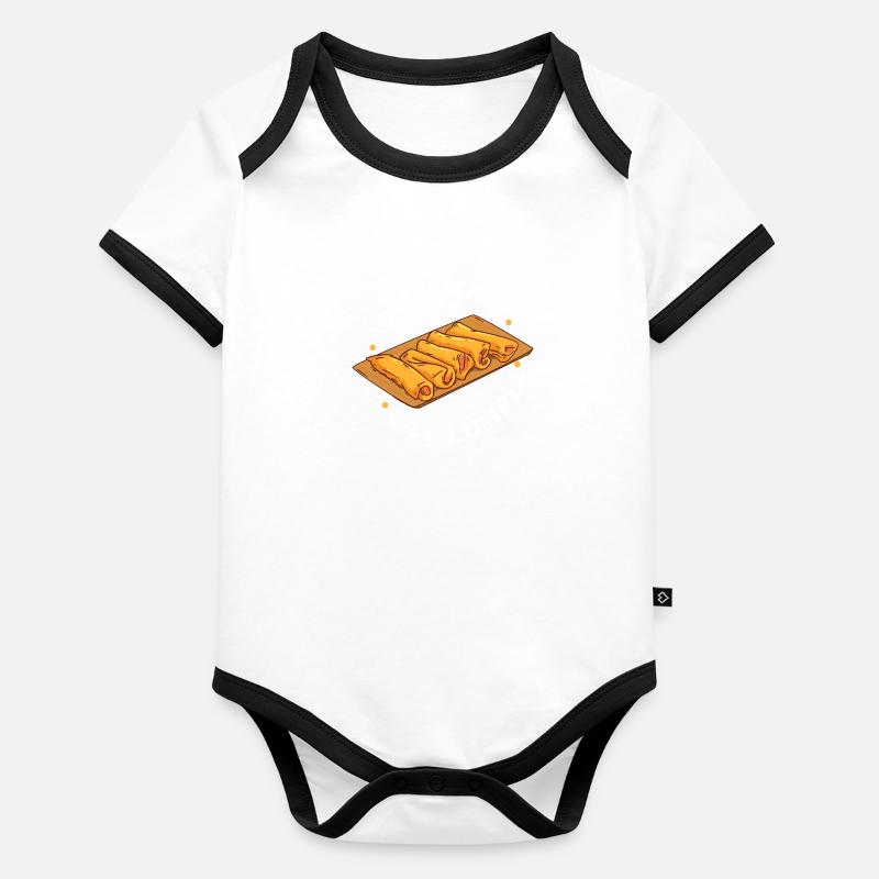 roll with it eat lumpia Design Baby Bio-Kurzarm-Kontrastbody