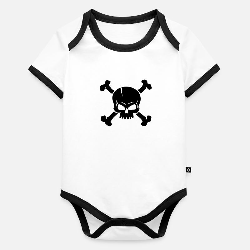 CRÂNE CROISÉ - 1C Body Bébé bio contrasté manches courtes