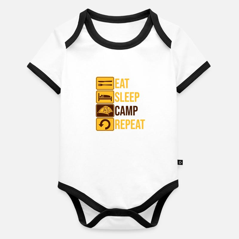 Eat Sleep Camp Repeat Baby Bio-Kurzarm-Kontrastbody